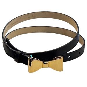 Bow Belt C. Wonder Genuine Leather Gold & Black Size L